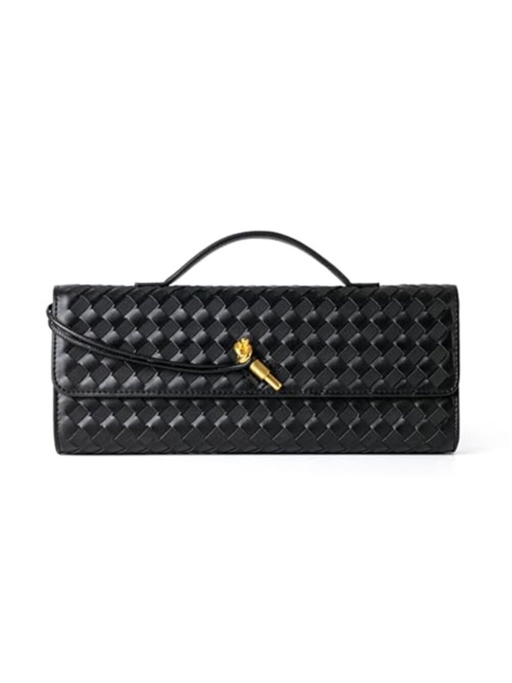 Evening Clutch for Women, Formal Woven Leather & Suede Crossbody Handbags, Black